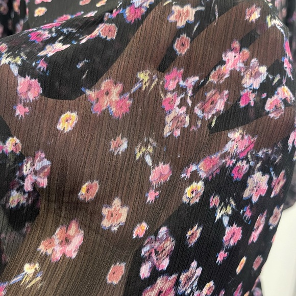 Floral Sheer Black Dress with Purple Accents - Picture 4 of 5